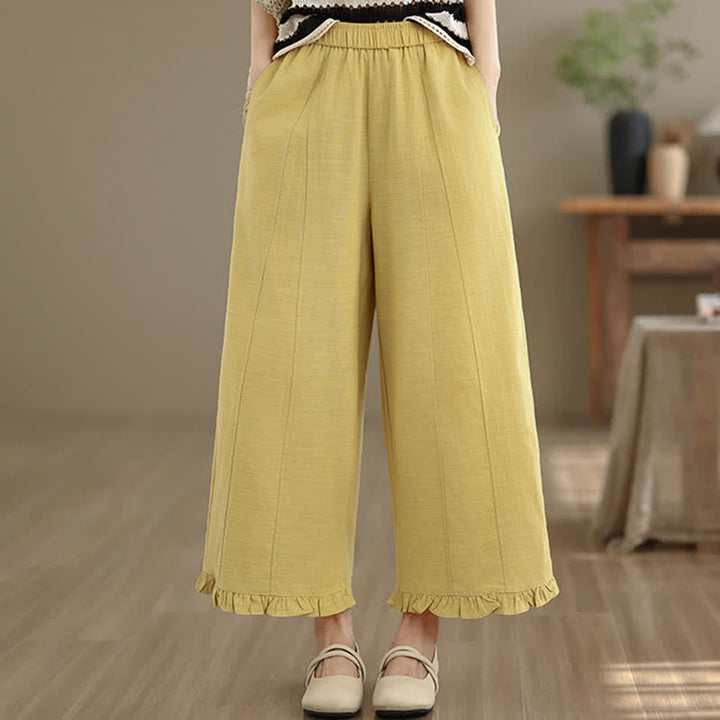 Pantaloni corti da donna a gamba larga con tasche, stile minimalista estivo, casual, con motivo Buddha Stones. - Cachi - US8-10, UK/AU12-14, EU40-42 (2XL) - image 14