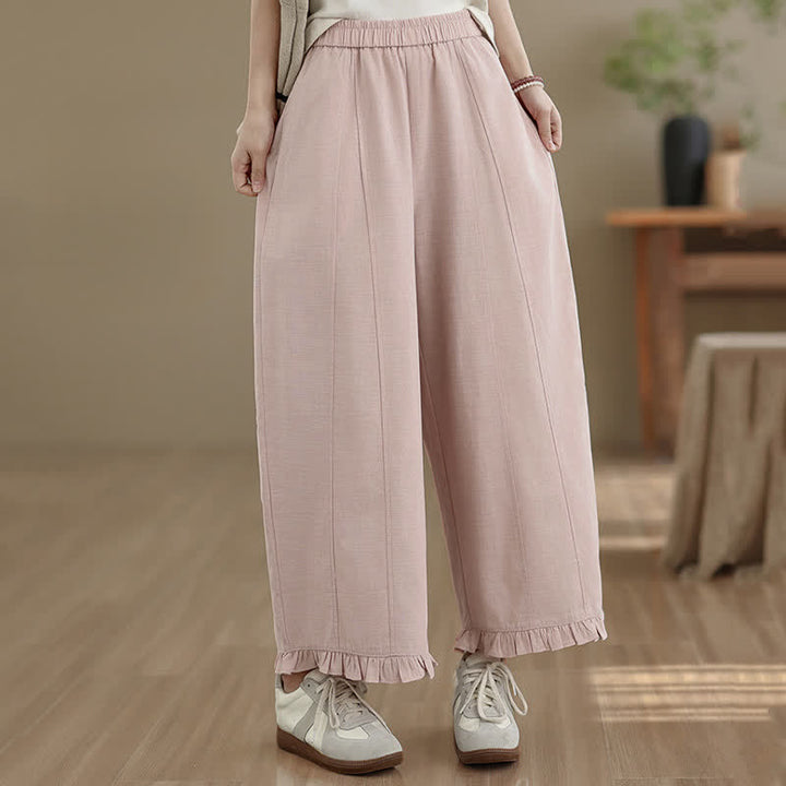 Pantaloni corti da donna a gamba larga con tasche, stile minimalista estivo, casual, con motivo Buddha Stones. - image 9