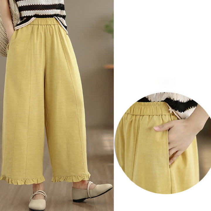 Pantaloni corti da donna a gamba larga con tasche, stile minimalista estivo, casual, con motivo Buddha Stones. - image 21