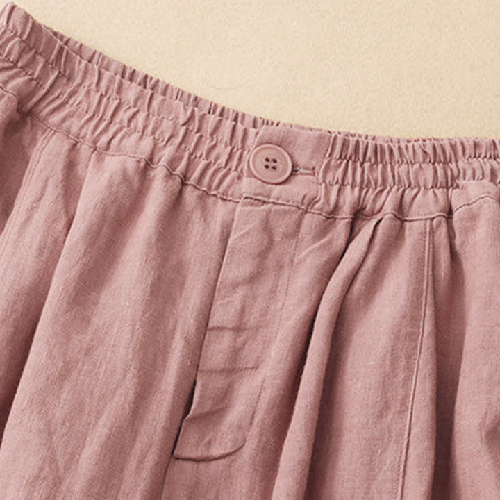 Buddha Stones Pantaloni estivi casual minimalisti con bottoni, tinta unita, alla caviglia, da donna, a gamba larga con tasca - image 11