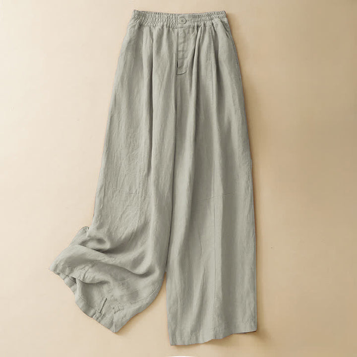 Buddha Stones Pantaloni estivi casual minimalisti con bottoni, tinta unita, alla caviglia, da donna, a gamba larga con tasca - Verde Mare Scuro - US8-10, UK/AU12-14, EU40-42 (2XL) - image 0