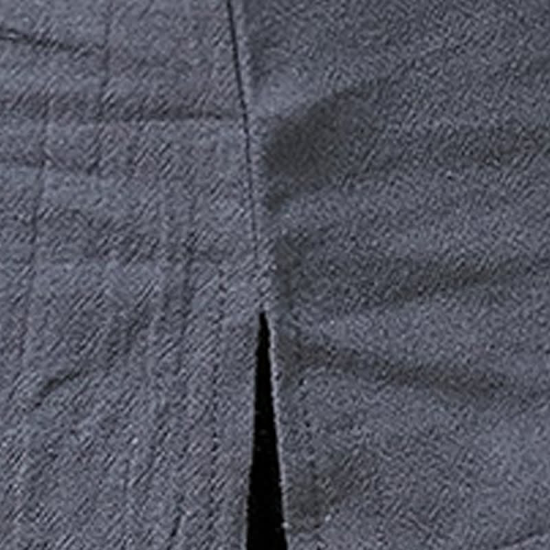 Buddha Stones Camicia da uomo a maniche corte, tinta unita, stile estivo Tang, con bottoni a forma di rana e ricamo a zucca. - image 22