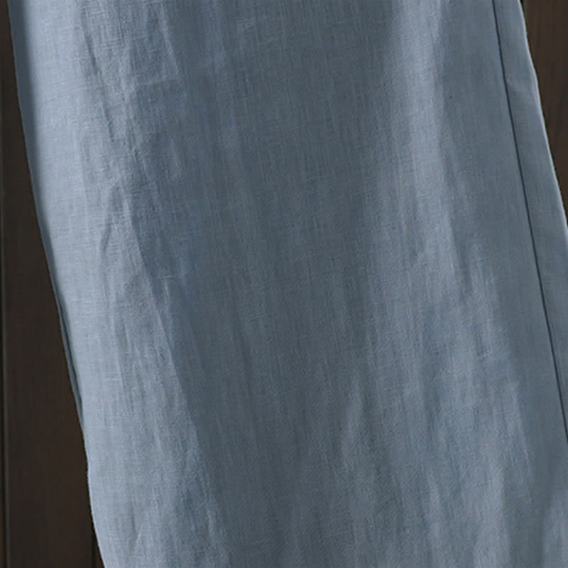 Buddha Stones Pantaloni estivi casual minimalisti con coulisse in cotone e lino tinta unita, modello alla caviglia, da donna, a gamba dritta con tasca. - image 13
