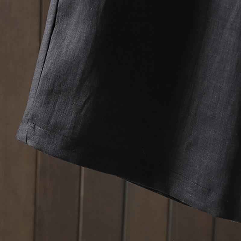 Buddha Stones Pantaloni estivi casual minimalisti con coulisse in cotone e lino tinta unita, modello alla caviglia, da donna, a gamba dritta con tasca. - image 19