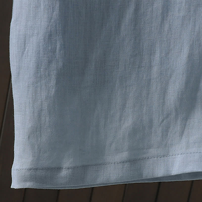 Buddha Stones Pantaloni estivi casual minimalisti con coulisse in cotone e lino tinta unita, modello alla caviglia, da donna, a gamba dritta con tasca. - image 14