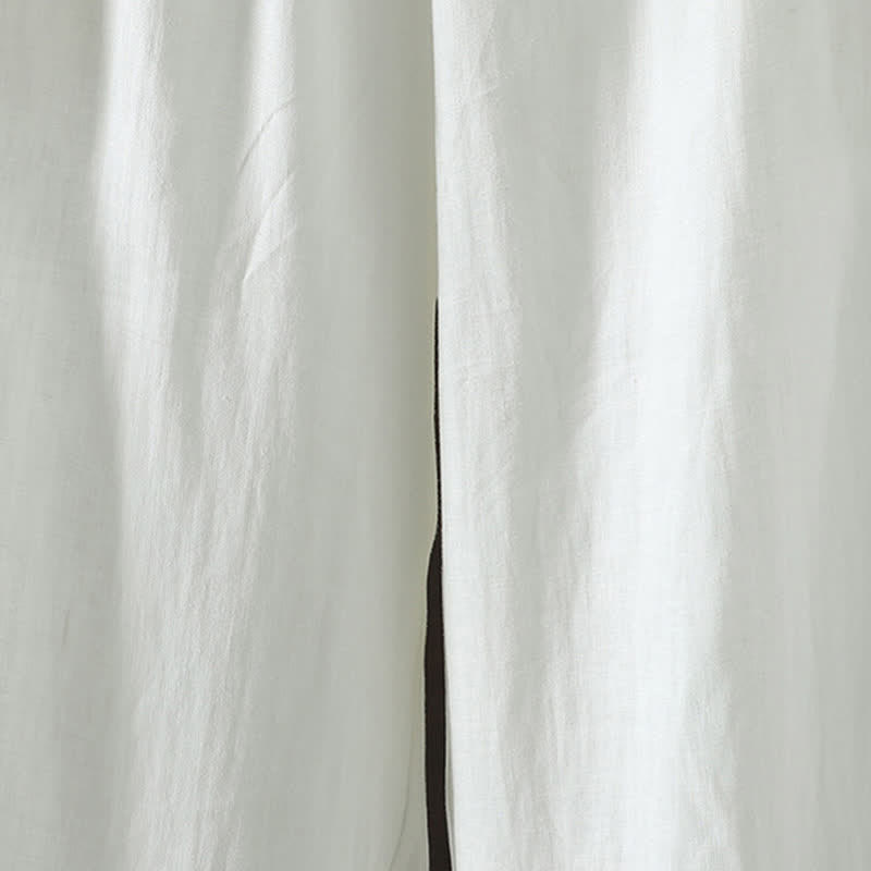 Buddha Stones Pantaloni estivi casual minimalisti con coulisse in cotone e lino tinta unita, modello alla caviglia, da donna, a gamba dritta con tasca. - image 7