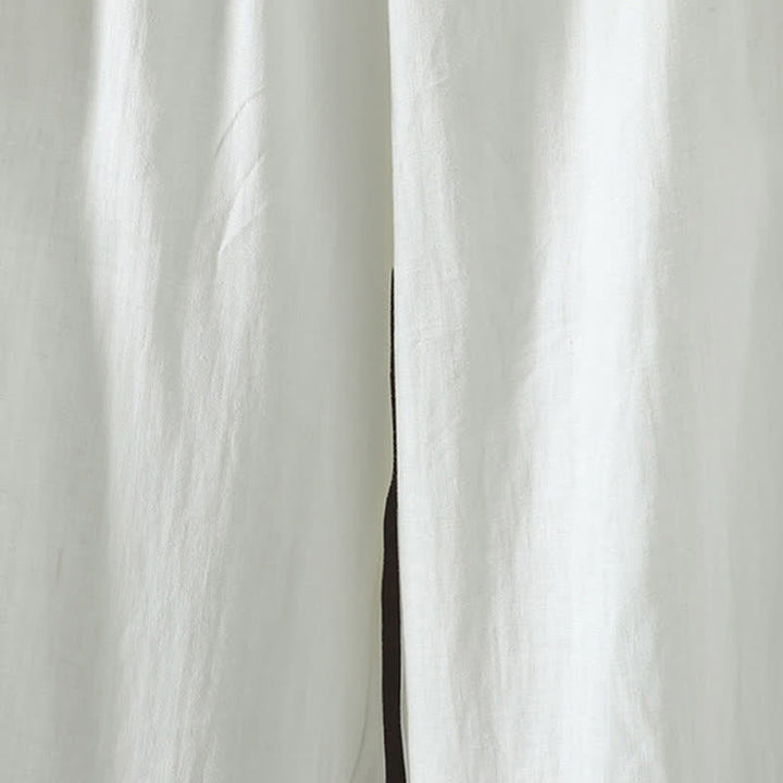 Buddha Stones Pantaloni estivi casual minimalisti con coulisse in cotone e lino tinta unita, modello alla caviglia, da donna, a gamba dritta con tasca. - image 7