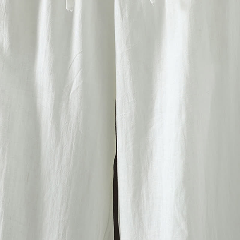 Buddha Stones Pantaloni estivi casual minimalisti con coulisse in cotone e lino tinta unita, modello alla caviglia, da donna, a gamba dritta con tasca. - image 8