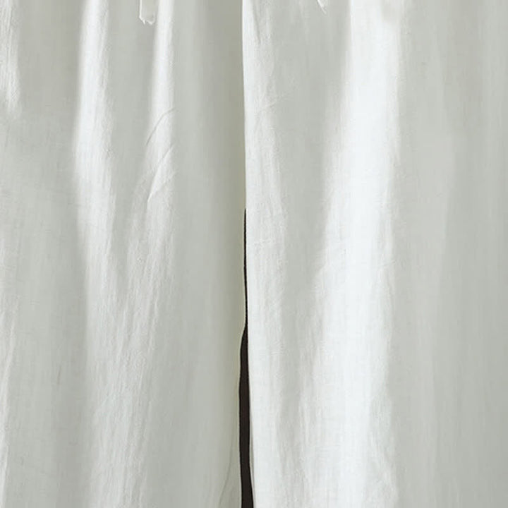 Buddha Stones Pantaloni estivi casual minimalisti con coulisse in cotone e lino tinta unita, modello alla caviglia, da donna, a gamba dritta con tasca. - image 8