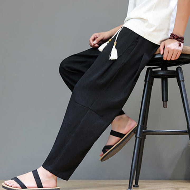 Pantaloni da uomo a gamba dritta, minimalisti, estivi, casual, con coulisse e tasca, con motivo Buddha Stones. - image 26