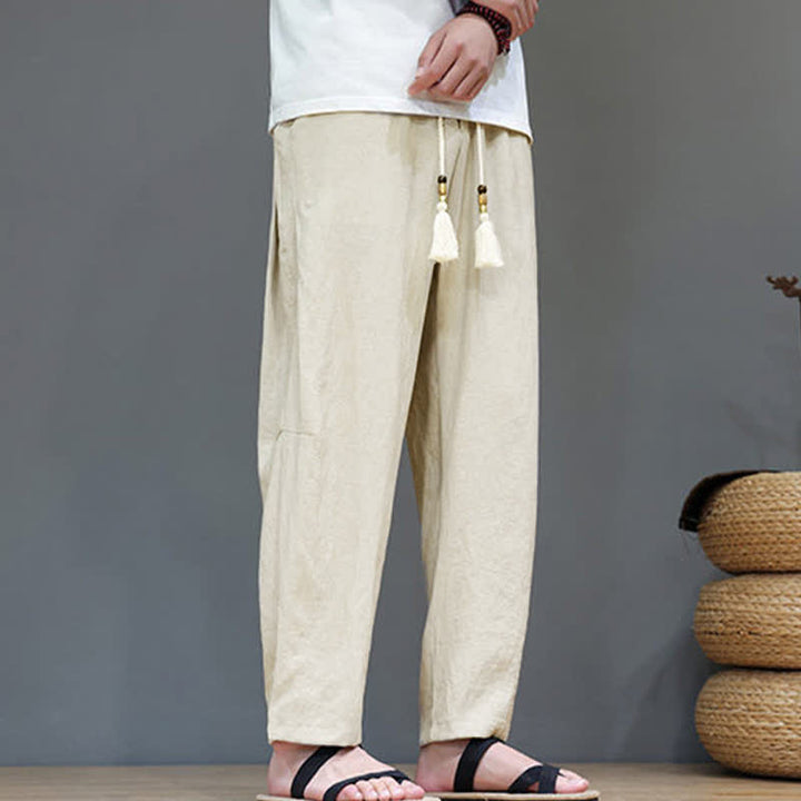 Pantaloni da uomo a gamba dritta, minimalisti, estivi, casual, con coulisse e tasca, con motivo Buddha Stones. - image 31