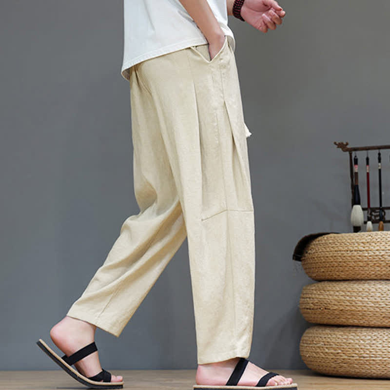 Pantaloni da uomo a gamba dritta, minimalisti, estivi, casual, con coulisse e tasca, con motivo Buddha Stones. - image 34