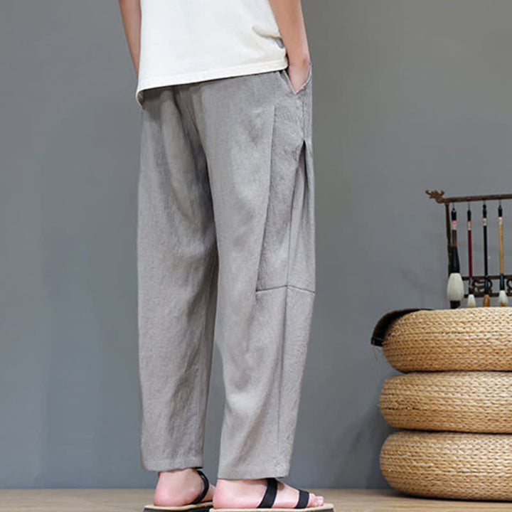 Pantaloni da uomo a gamba dritta, minimalisti, estivi, casual, con coulisse e tasca, con motivo Buddha Stones. - image 8