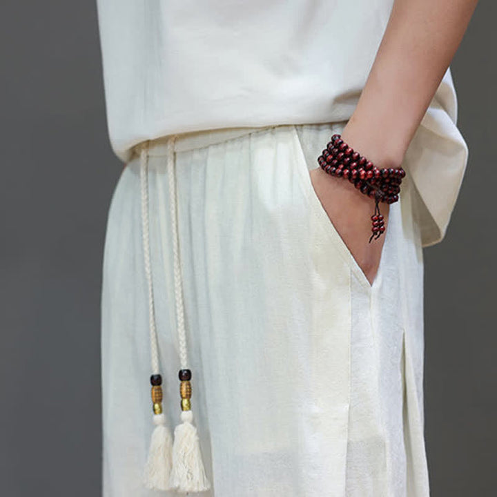 Pantaloni da uomo a gamba dritta, minimalisti, estivi, casual, con coulisse e tasca, con motivo Buddha Stones. - image 17