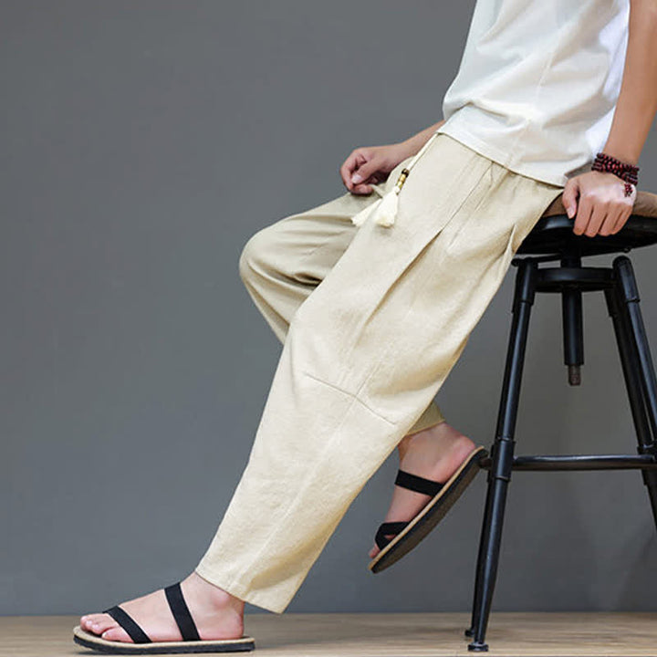 Pantaloni da uomo a gamba dritta, minimalisti, estivi, casual, con coulisse e tasca, con motivo Buddha Stones. - image 32