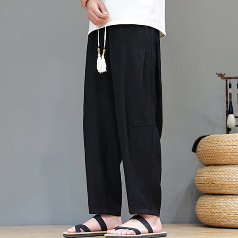 Pantaloni da uomo a gamba dritta, minimalisti, estivi, casual, con coulisse e tasca, con motivo Buddha Stones. - image 27