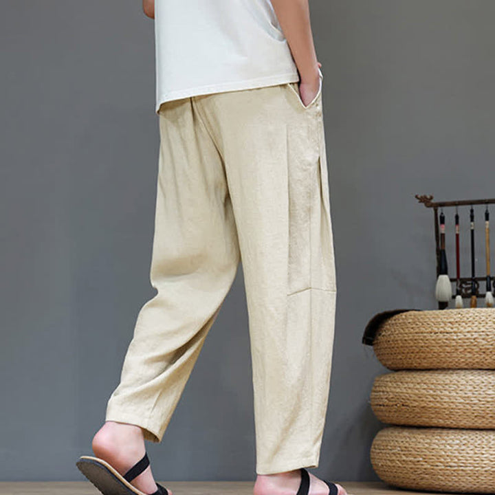 Pantaloni da uomo a gamba dritta, minimalisti, estivi, casual, con coulisse e tasca, con motivo Buddha Stones. - image 29