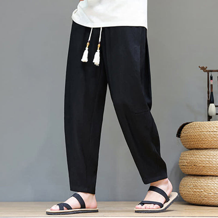Pantaloni da uomo a gamba dritta, minimalisti, estivi, casual, con coulisse e tasca, con motivo Buddha Stones. - image 24