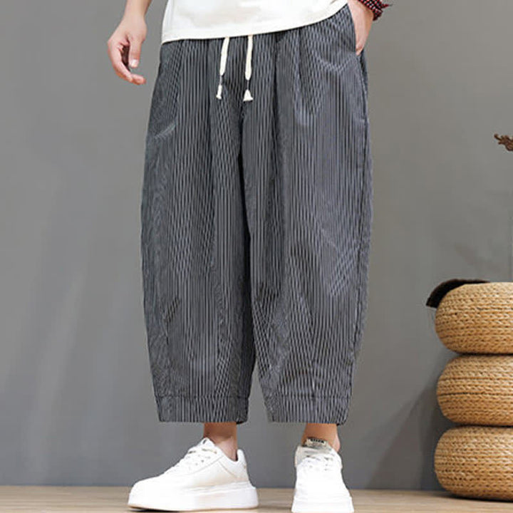 Pantaloni Capri estivi casual con coulisse e righe, modello Buddha Stones, pantaloni harem da uomo con tasca - image 36