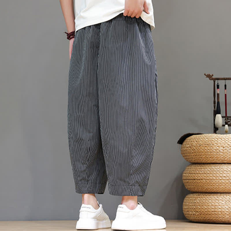 Pantaloni Capri estivi casual con coulisse e righe, modello Buddha Stones, pantaloni harem da uomo con tasca - image 42