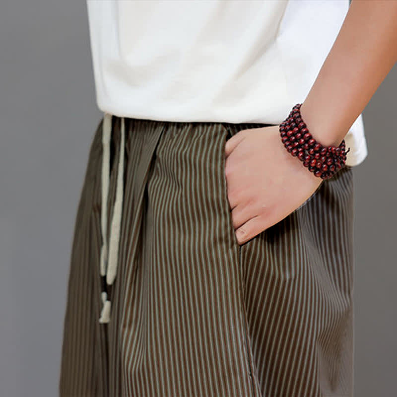 Pantaloni Capri estivi casual con coulisse e righe, modello Buddha Stones, pantaloni harem da uomo con tasca - image 31