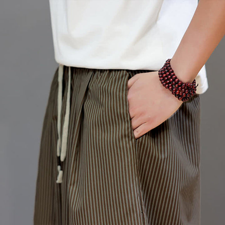 Pantaloni Capri estivi casual con coulisse e righe, modello Buddha Stones, pantaloni harem da uomo con tasca - image 31