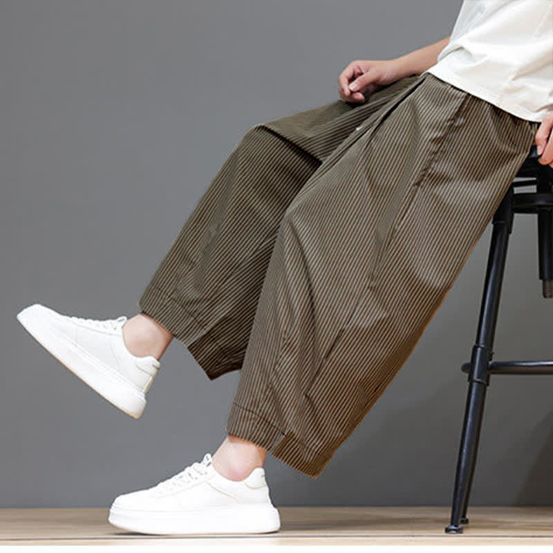 Pantaloni Capri estivi casual con coulisse e righe, modello Buddha Stones, pantaloni harem da uomo con tasca - Perù - US/UK/AU46, EU56 (5XL) - image 20