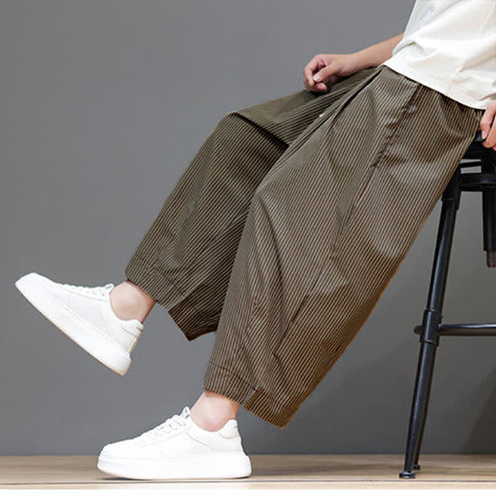 Pantaloni Capri estivi casual con coulisse e righe, modello Buddha Stones, pantaloni harem da uomo con tasca - Perù - US/UK/AU46, EU56 (5XL) - image 20