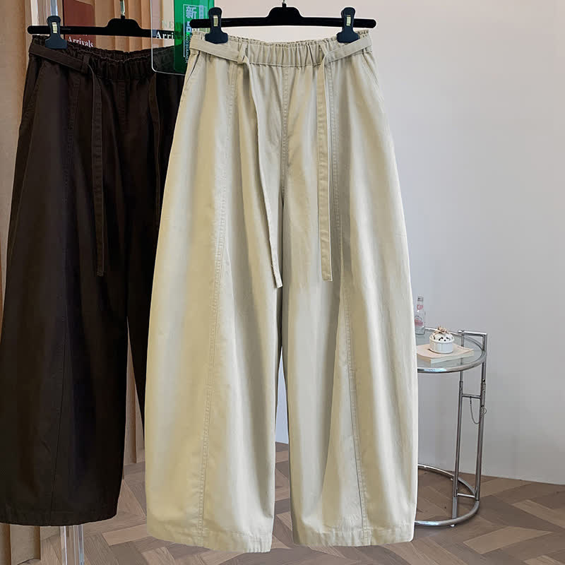 Buddha Stones Pantaloni lunghi da donna primaverili, casual, minimalisti, con coulisse, tinta unita, modello harem con tasche. - Beige - US8-10, UK/AU12-14, EU40-42 (2XL) - image 0