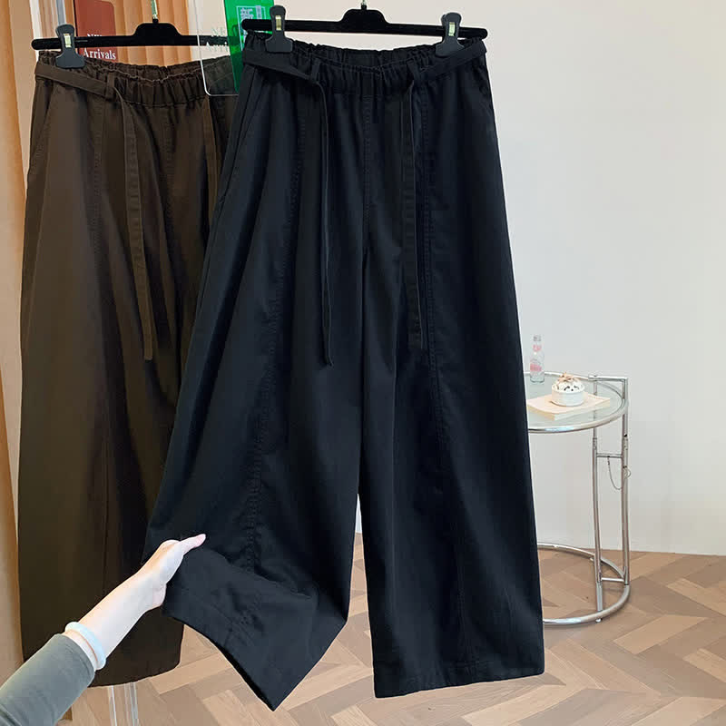 Buddha Stones Pantaloni lunghi da donna primaverili, casual, minimalisti, con coulisse, tinta unita, modello harem con tasche. - Nero - US8-10, UK/AU12-14, EU40-42 (2XL) - image 15