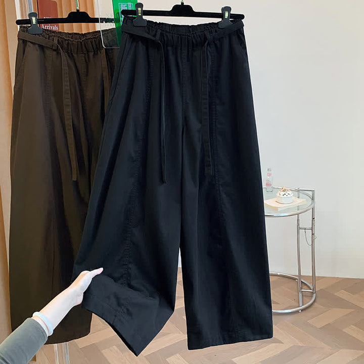 Buddha Stones Pantaloni lunghi da donna primaverili, casual, minimalisti, con coulisse, tinta unita, modello harem con tasche. - Nero - US8-10, UK/AU12-14, EU40-42 (2XL) - image 15