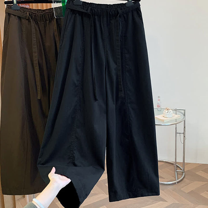 Buddha Stones Pantaloni lunghi da donna primaverili, casual, minimalisti, con coulisse, tinta unita, modello harem con tasche. - image 17