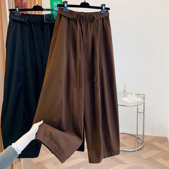 Buddha Stones Pantaloni lunghi da donna primaverili, casual, minimalisti, con coulisse, tinta unita, modello harem con tasche. - Marrone sella - US8-10, UK/AU12-14, EU40-42 (2XL) - image 27