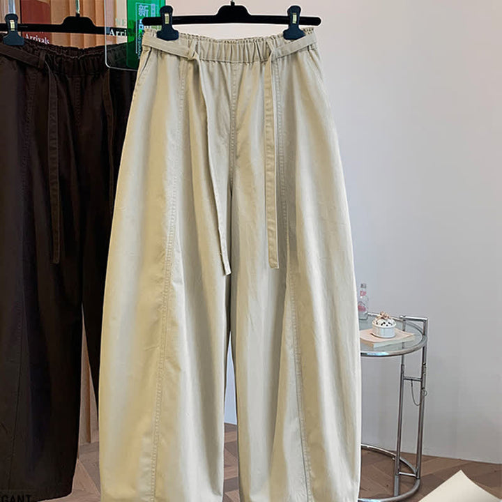 Buddha Stones Pantaloni lunghi da donna primaverili, casual, minimalisti, con coulisse, tinta unita, modello harem con tasche. - image 3