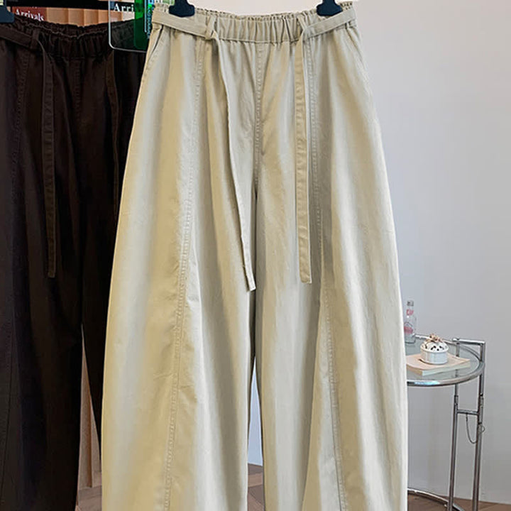 Buddha Stones Pantaloni lunghi da donna primaverili, casual, minimalisti, con coulisse, tinta unita, modello harem con tasche. - image 4