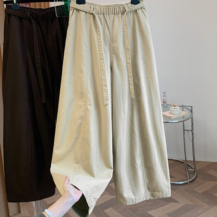 Buddha Stones Pantaloni lunghi da donna primaverili, casual, minimalisti, con coulisse, tinta unita, modello harem con tasche. - image 1
