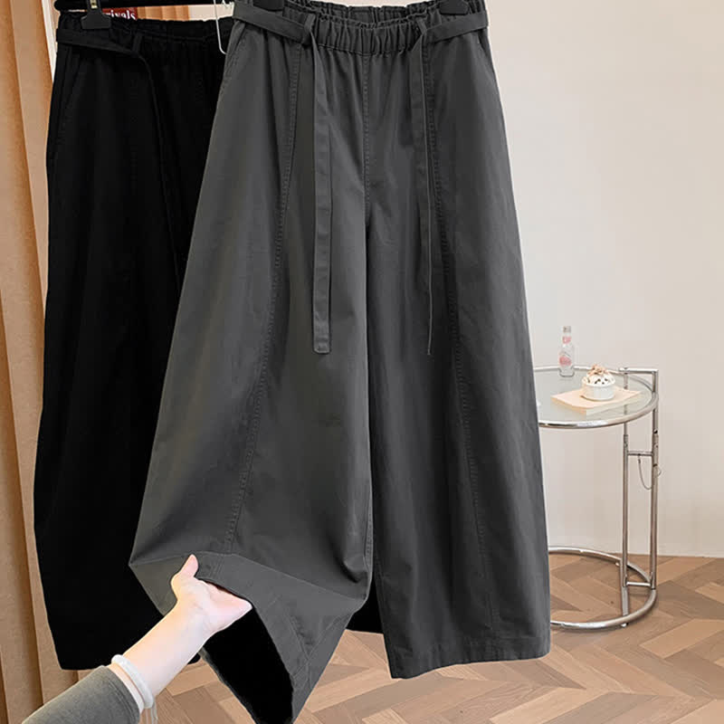 Buddha Stones Pantaloni lunghi da donna primaverili, casual, minimalisti, con coulisse, tinta unita, modello harem con tasche. - image 22