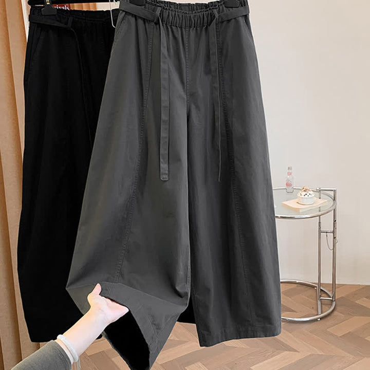 Buddha Stones Pantaloni lunghi da donna primaverili, casual, minimalisti, con coulisse, tinta unita, modello harem con tasche. - image 22