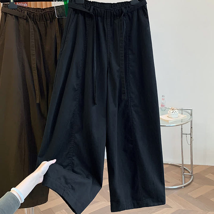 Buddha Stones Pantaloni lunghi da donna primaverili, casual, minimalisti, con coulisse, tinta unita, modello harem con tasche. - image 16