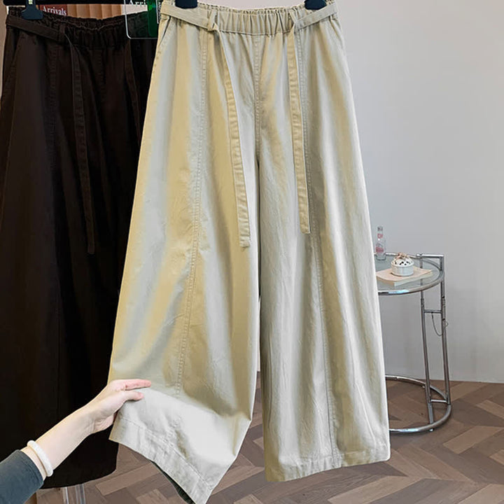Buddha Stones Pantaloni lunghi da donna primaverili, casual, minimalisti, con coulisse, tinta unita, modello harem con tasche. - image 2