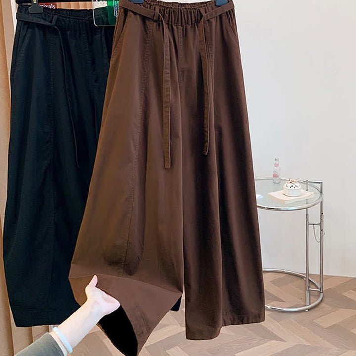 Buddha Stones Pantaloni lunghi da donna primaverili, casual, minimalisti, con coulisse, tinta unita, modello harem con tasche. - image 29