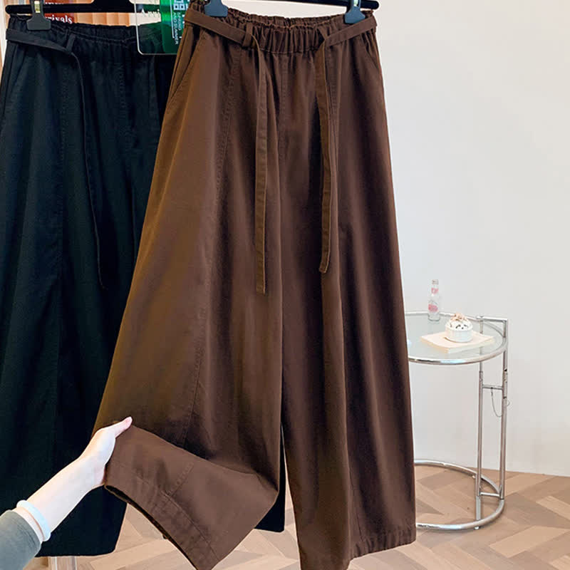Buddha Stones Pantaloni lunghi da donna primaverili, casual, minimalisti, con coulisse, tinta unita, modello harem con tasche. - image 30