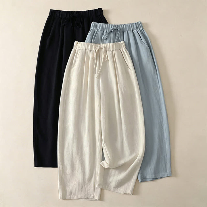 Buddha Stones Pantaloni estivi casual con coulisse, tinta unita, a gamba larga e tasca, da donna. - image 17