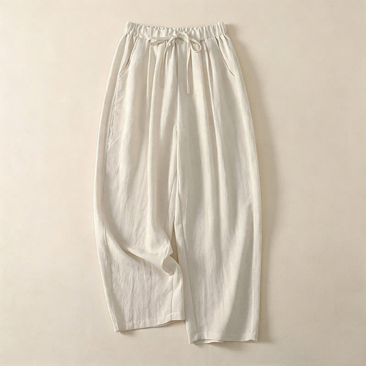 Buddha Stones Pantaloni estivi casual con coulisse, tinta unita, a gamba larga e tasca, da donna. - Beige - US12, UK/AU16, EU44 (3XL) - image 10