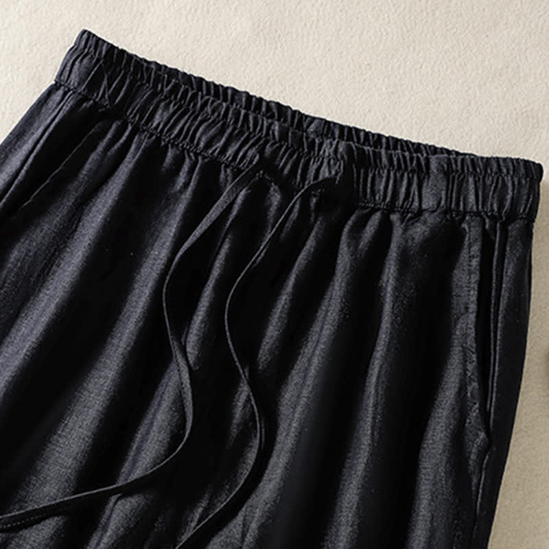 Buddha Stones Pantaloni harem estivi casual boho con coulisse, tinta unita, da donna, in ramia, con tasche. - image 14