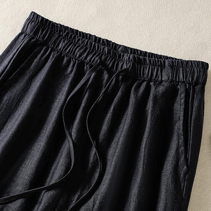 Buddha Stones Pantaloni harem estivi casual boho con coulisse, tinta unita, da donna, in ramia, con tasche. - image 14