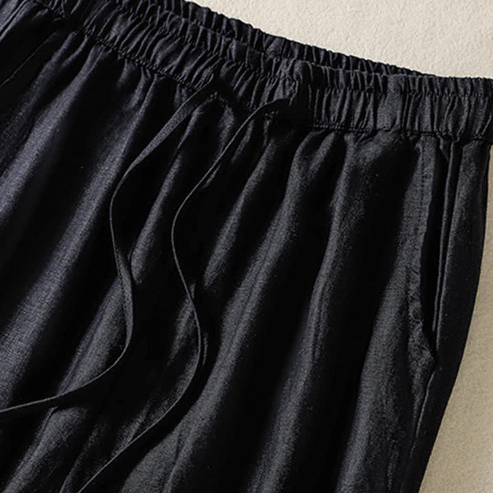 Buddha Stones Pantaloni harem estivi casual boho con coulisse, tinta unita, da donna, in ramia, con tasche. - image 15