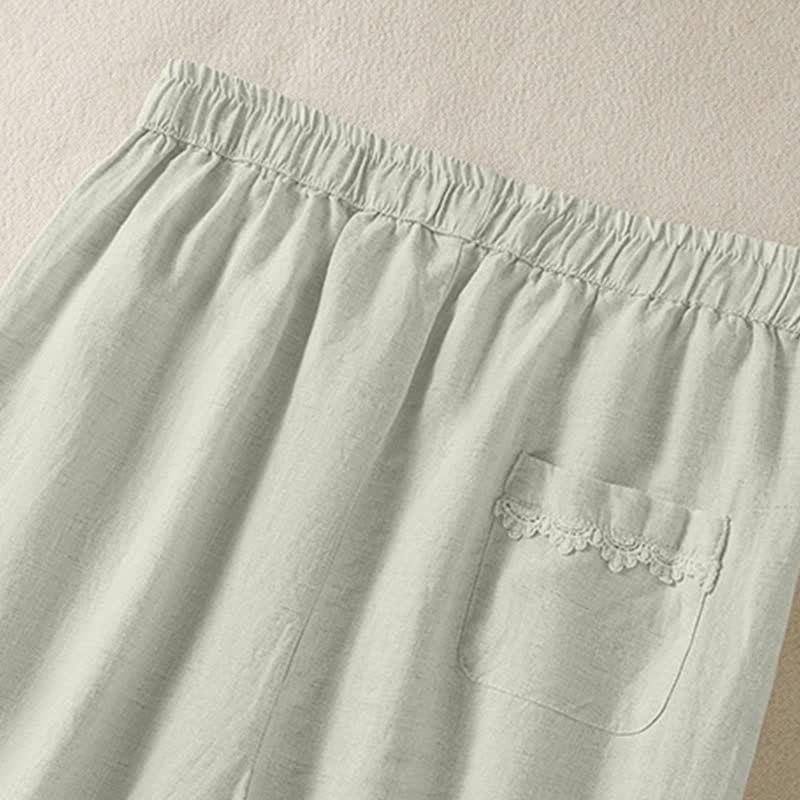 Buddha Stones Pantaloni harem estivi casual boho con coulisse, tinta unita, da donna, in ramia, con tasche. - image 8
