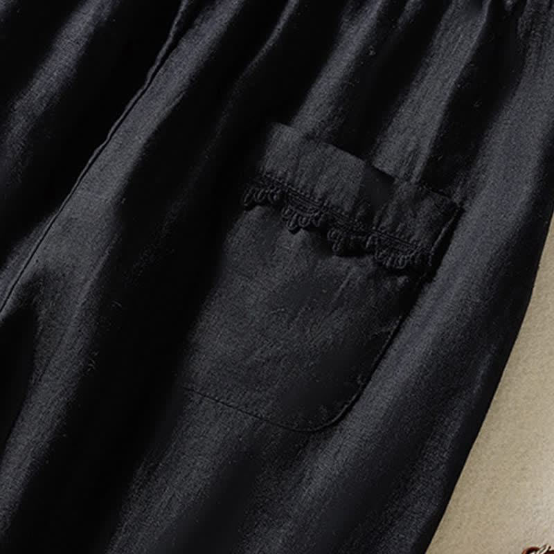Buddha Stones Pantaloni harem estivi casual boho con coulisse, tinta unita, da donna, in ramia, con tasche. - image 17