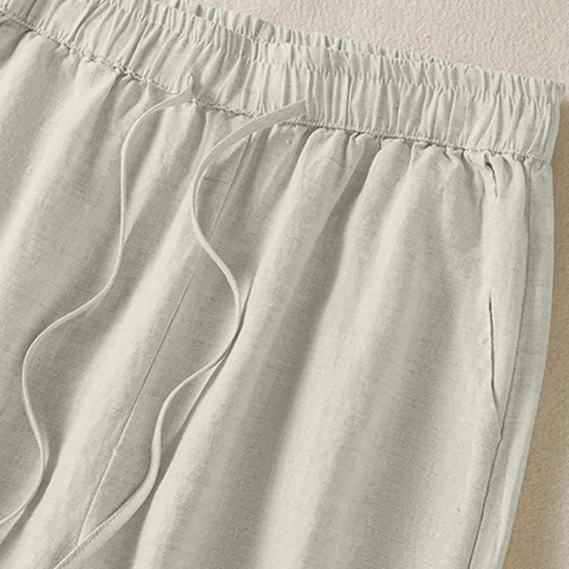 Buddha Stones Pantaloni harem estivi casual boho con coulisse, tinta unita, da donna, in ramia, con tasche. - image 3